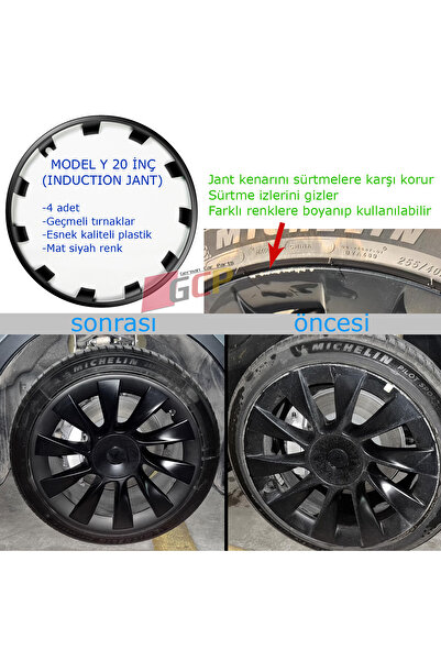 GCP German Car Parts TESLA Model Y Long Range Jant Kapak Çerçeve - Model Y Aksesaur Long Range