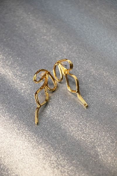Aqua Di Polo 1987 Women's Gold Bow Dangle Earrings