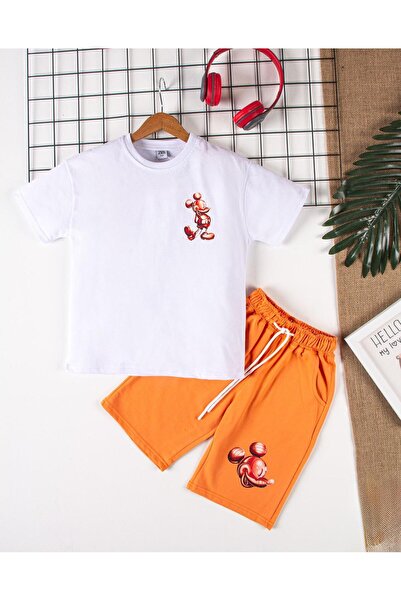 By Cwhr 100% Cotton Mickey Hologram Printed Boys T-Shirt Shorts Set Boys Shorts Set