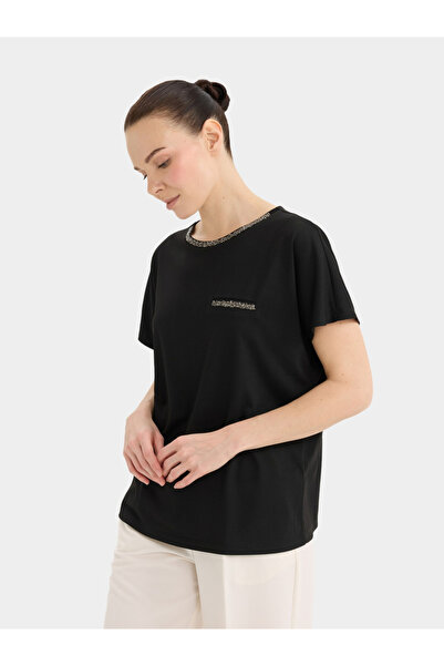 DeFacto Crew Neck Black Short Sleeve T-Shirt