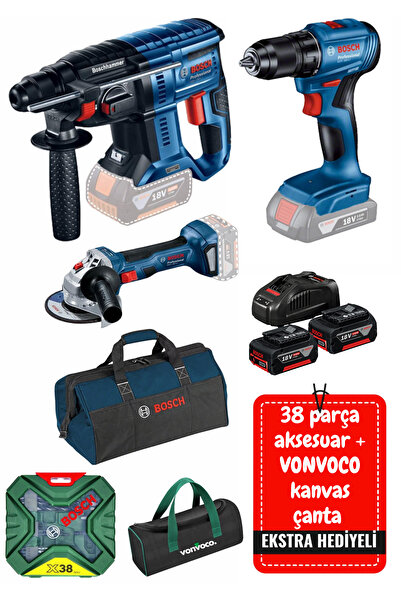 Bosch Gsr 185-lı Gws 180-lı Gbh 180-lı Şarjlı Vidalama Akülü Taşlama Kırıcı Delici Hilti Makine Seti