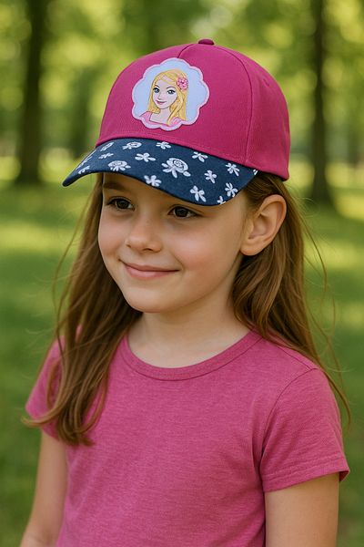 LAGRANZE Girl's Pink Cotton Hat – Princess Printed Bow