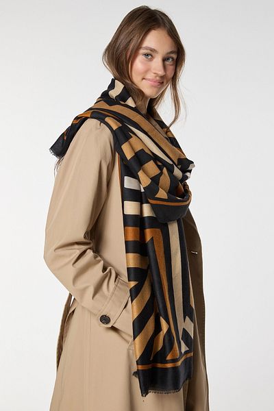 bacc Black Stripe Patterned Shawl Bcnsv-2515058
