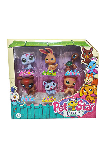 Brother Toys 6'lı Neşeli Miniş Petstar Littlest Pet Shop Benzeri Minişler Tavşan Kaplumbağa Köpek Kedi Fok Kurt