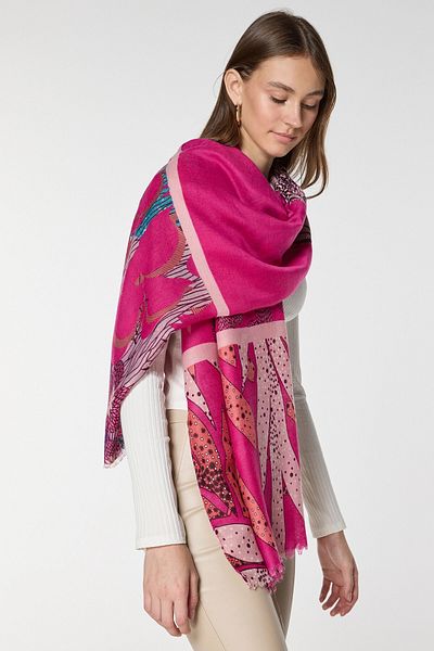 bacc Fuchsia Floral Patterned Shawl Bcnsv-2515077