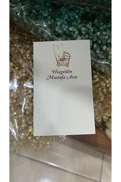 ARLetikettasarım Welcome Written Newborn Gift and Table Card 9,5X15 cm - Arletikettasarım