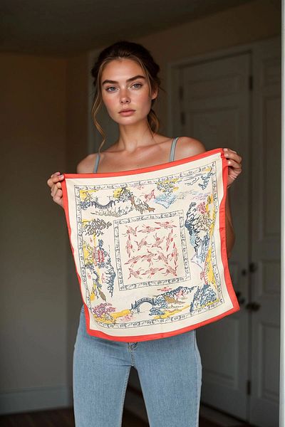 bacc Red Ethnic Patterned Bandana Scarf Bcnsv-2513465