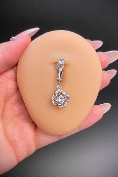 Blisse Piercing Zircon Stone Clover Figured Dangle Holeless Steel Belly Piercing
