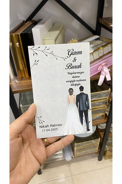 ARLetikettasarım Wedding Souvenir Card 9,5X15 cm 49 Pieces Promise, Henna, Engagement, Wedding Organization - Butiksosyal
