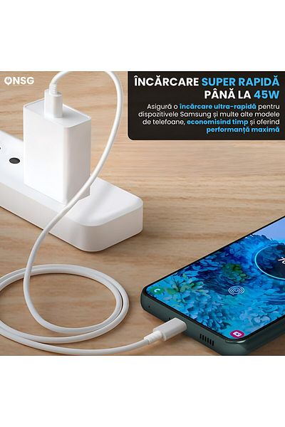 Samsung Usb-c To Usb-c Cable, 1m, 45w Charging, 100w PD, Fast Transfer, White