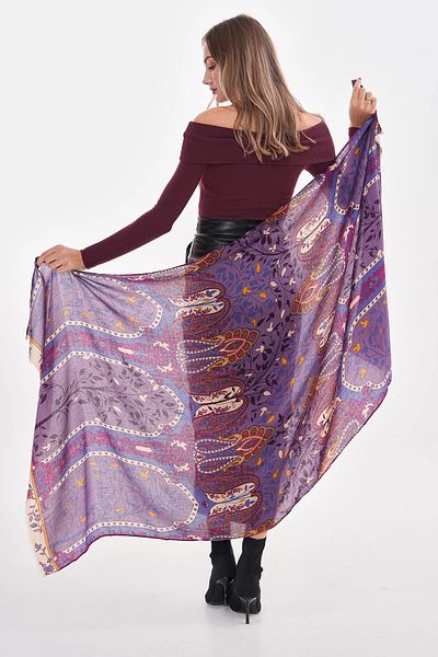 bacc Purple Authentic Patterned Shawl Bcnsv-2515215