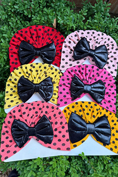 MASENKIDS BEBEK BONE & BANDANA ÇİFT KAT ÖZEL DERİ FİYONKLU NOKTA DESENLİ