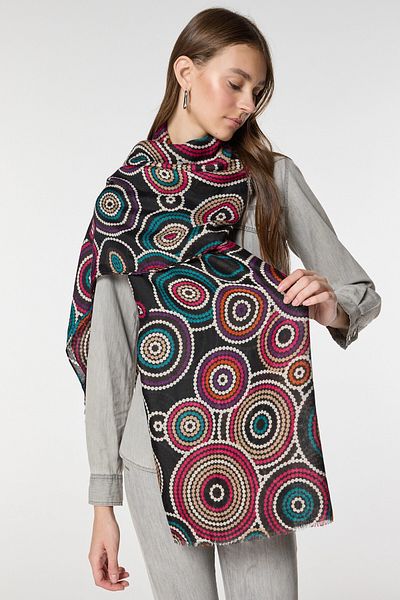 bacc Black Ring Patterned Shawl Bcnsv-2515057