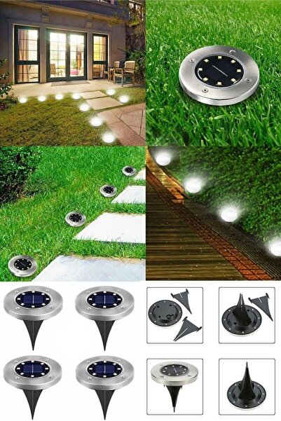 8 Ledli Solar Güneş Enerjili Işık Bahçe Dekor Aydınlatma Lambası 1 Adet Disklight