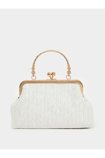 Styli White Pearl Embellished Clutch