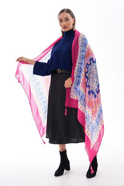 bacc Şal albastru cu modele mozaic BCNSV-2515238