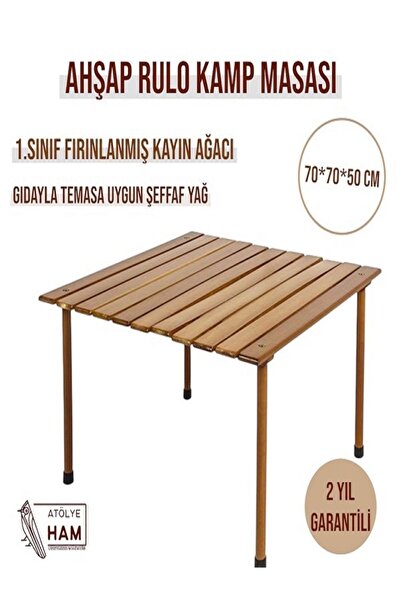 Atölye Ham Kamp Masası, Katlanabilir, Çantalı, Bahçe Balkon Plaj Piknik Masas...