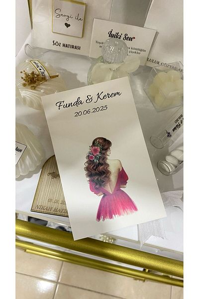 ARLetikettasarım Promise, Henna, Engagement, Wedding Gift and Table Card Invitation 9,5X15 cm 49 Pieces