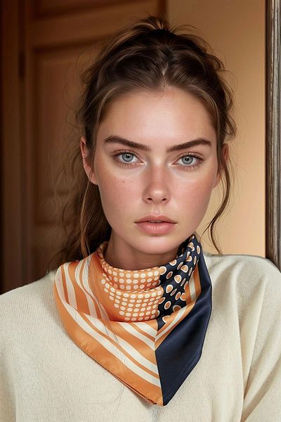 bacc Orange Patchwork Patterned Bandana Scarf Bcnsv-2513483