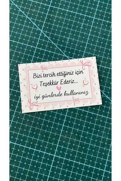 ARLetikettasarım Pink Heart E-Commerce Thank You Card 5X8 cm 100 Pieces - Arletikettasarım