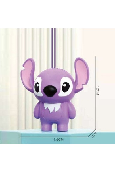 Livava Stitch Mini Fan Askılı, Usb li ve Şarj Edilebilir, Mor, 12x12