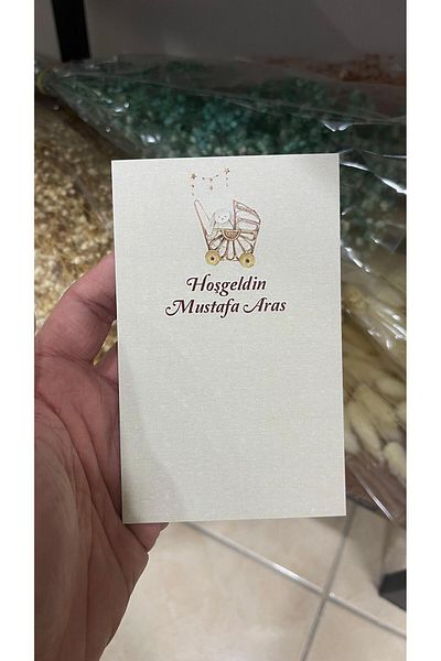 ARLetikettasarım Welcome Written Newborn Gift and Table Card 9,5X15 cm - Arletikettasarım