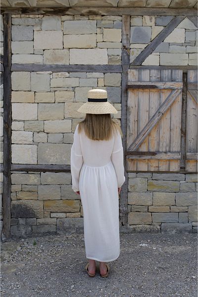 Tfifty Βαμβακερό μακρυμάνικο φόρεμα Bohemian V λαιμόκοψη