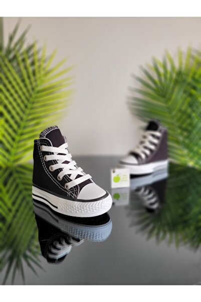 elma bebe Unisex Kız Erkek Bebe Çocuk Uzun Bilekli Bağcıklı Keten Kanvas Sneaker Spor Ayakkabı