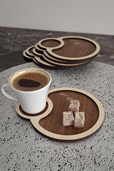 Kutaydan 6 Pieces First Class Wood Laser Cut Cups and Coffee Coasters