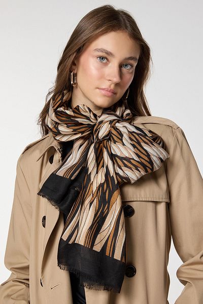 bacc Black Zigzag Patterned Shawl Bcnsv-2515061