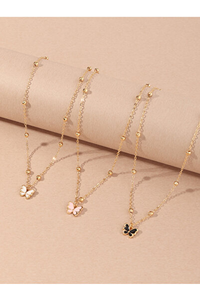 Take Two By Styli Set of 3 - Butterfly Pendant Necklace