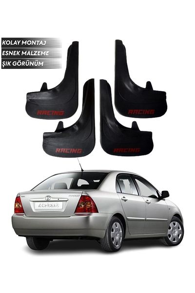 SONİKON LİNE Racing Written 4-Piece Fender Mud Flap Dust Cover Compatible with All Toyota Corolla Cases Modified