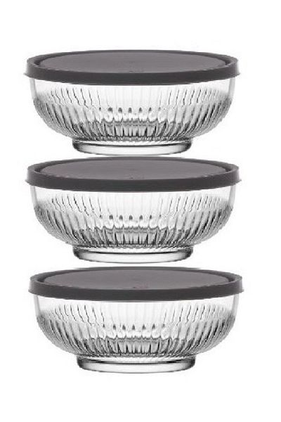 LAV Feyzade Tokyo Storage Set of 3 1500Cc Gray with Lid (Tok-287)