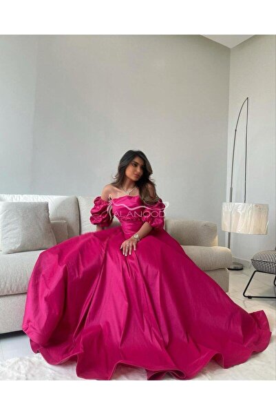 ALANOOD FASHION فستان فوشي أنيق بتصميم عصري فخم