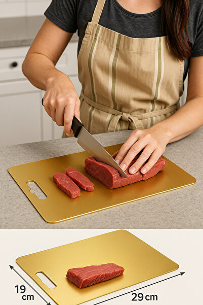 Gunesly Gold Titanyum Kaplama Paslanmaz Çelik Kesme Tahtası, Antibakteriyel, ...