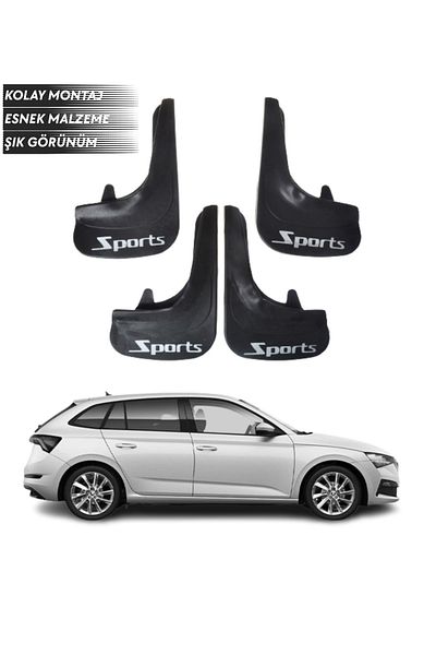 SONİKON LİNE Skoda Scala Compatible Sports Written 4-Piece Mudguard Mudguard Dust Cover Modified
