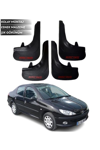 SONİKON LİNE Peugeot 206 Sd Compatible with All Cases Racing Written 4-Piece Fender Mudguard Dust Cover Modified