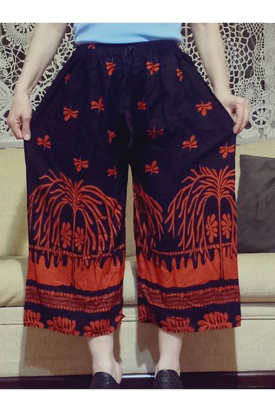 hoaryage Relax Waist Laced Viscose Capri Trousers 100% Cotton, Viscose Push Short Trousers Length 80 cm