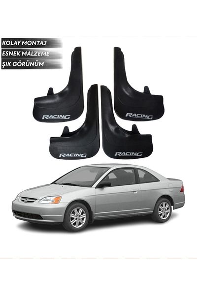 SONİKON LİNE Honda Civic 2001-2007 Compatible Racing Written 4-Piece Mudguard Mudguard Dust Cover Modified