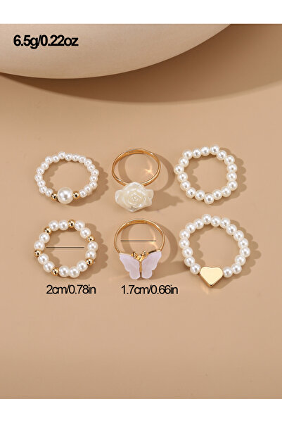 Take Two By Styli Set of 6 - Faux Pearl Rings