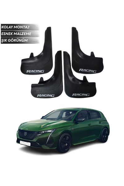 SONİKON LİNE Peugeot 308 Compatible Racing Written 4-Piece Fender Mudguard Dust Cover Modified