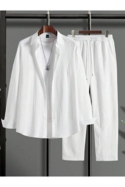 tetramoda Bürümcük Fabric Summer Lycra Long Sleeve Shirt Pants Set