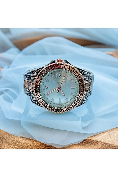 MR Vintage Stylish Copper Color Detail Embroidered Men's Watch