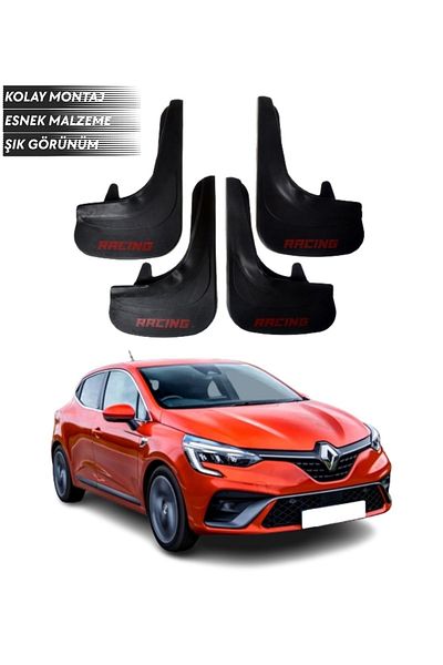SONİKON LİNE Renault Clio 5 Hb 2019-2021 Compatible Racing Written 4-Piece Mudguard Mudguard Dust Cover Modified