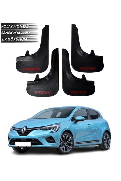 SONİKON LİNE Renault Clio 5 Compatible Racing Written 4-Piece Mudguard Mudguard Dust Cover Modified