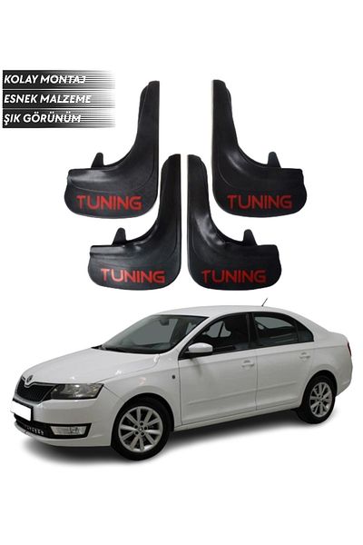 SONİKON LİNE Skoda Rapid Compatible Tuning Written 4-Piece Fender Mudguard Dust Cover Modified