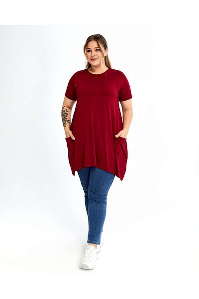 THE CABIN Women's Large Size Patterned Pocket Tunic