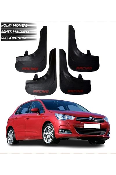 SONİKON LİNE Citroen C4 2011 and Later Compatible Racing Written 4-Piece Mudguard Mudguard Dust Cover Modified
