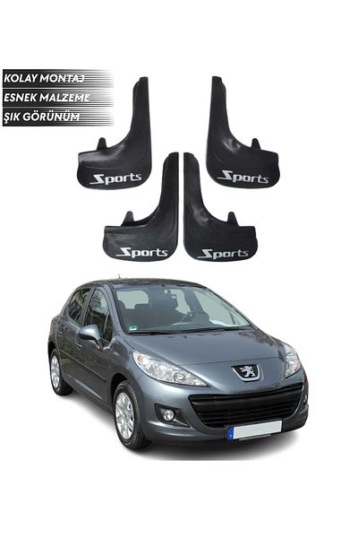 SONİKON LİNE Peugeot 207 Compatible Sports Written 4-Piece Fender Mudguard Dust Cover Modified