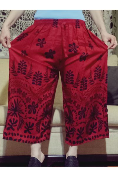 hoaryage Relax Waist Laced Viscose Capri Trousers 100% Cotton, Viscose Push Short Trousers Length 80 cm